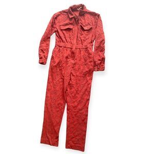 Free People Rust Eyelet Jumpsuit Set The Tone sz 2 000140